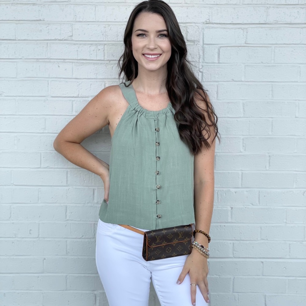 Linen Apron Neck Top 🤩